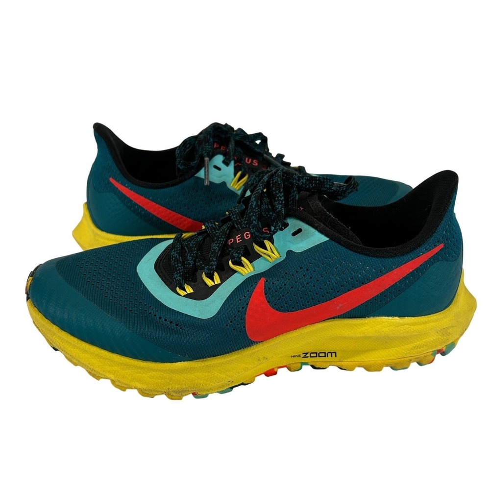 Nike Air Zoom Pegasus 36 Trail Running Shoes Teal Yellow Women Size 6 AR5676-301